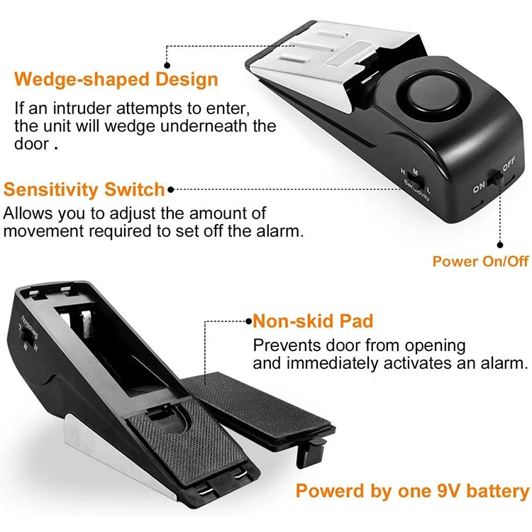 HH-MD001 Door Stop Wedge Alarm for Home and Travel HH-MD001 Door Stop Wedge Alarm for Home and Travel